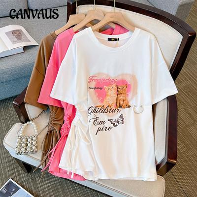 Kurzärmeliges T-Shirt für Damen in Übergröße, modisches Rundhals-Oberteil