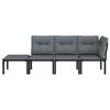 4 Piece Garden Lounge Set In Black and Grey Poly Rattan
