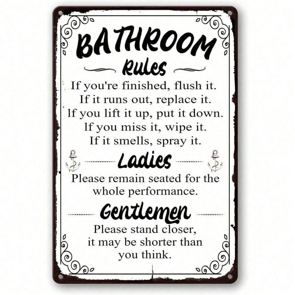 Vintage Metal Poster Wall Art Bathroom Print Home Decor