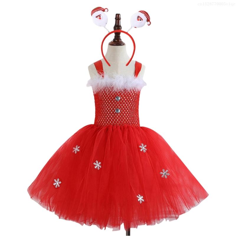 Kids Christmas Elf Costume Halloween Elf Dress Up Outfits with Dress and Christmas Hat (Or Headband) for Girl Christmas F0S4