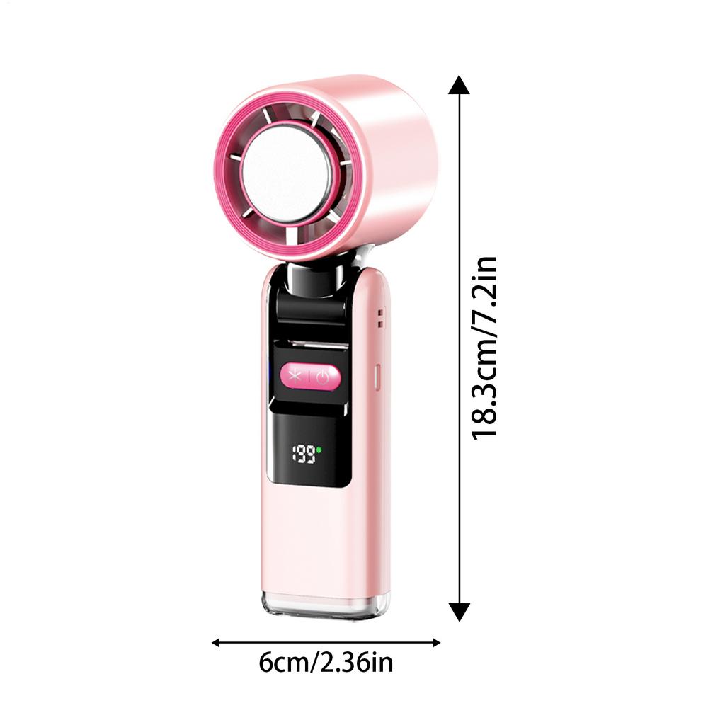 

Handheld Fan Rechargeable Hand Fan With Digital Display Ice Compress Cooling Device With 199 Wind Speed Long-Lasting Battery For розовый