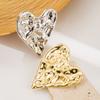 Women Fashion Minimalist Irregular Pleated Heart Brooch Luxury High Grade Stainless Steel Clothing Accessories Elegant Jewelry