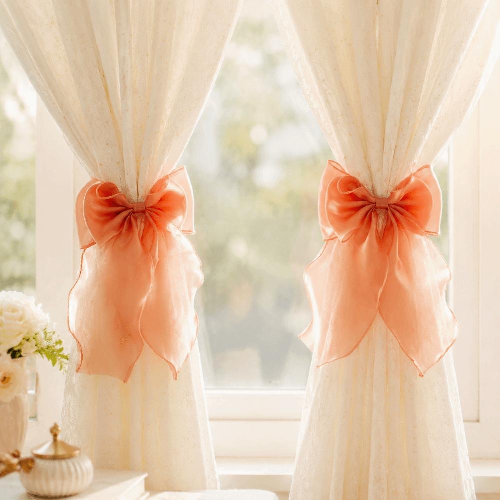 2PCS Non Drilled Curtain Clips Home Decor Curtain Tieback Romantic Bow Curtain Tie Home Decor