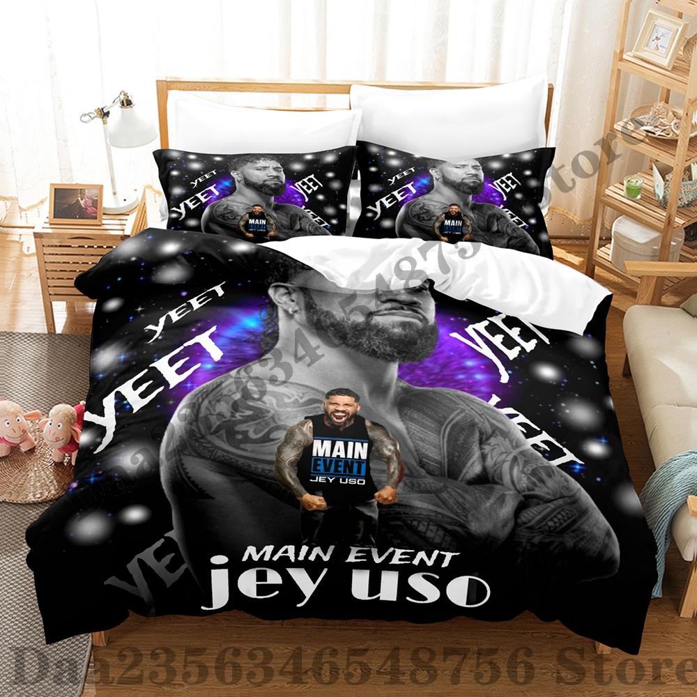 

Jey Uso Bedding Set Single Twin Full Queen King Size Bed Set Adult Kid Bedroom Duvetcover Sets Anime Bed Sheet Set EU Single(135*200cm)3pcs
