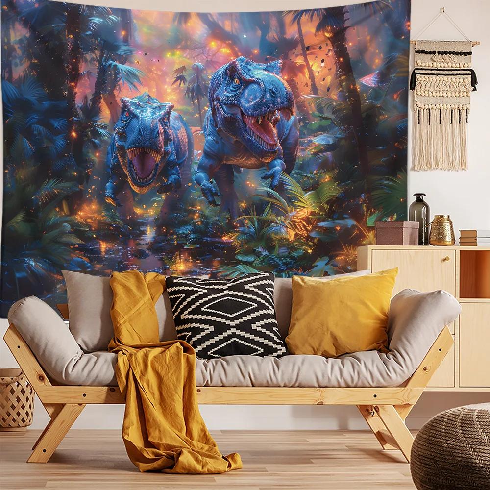 Dinosaur Jurassic Decorative Tapestry for Home Room Decoration Rug Live Streaming Background Rug Headboard Rug decor aesthetic