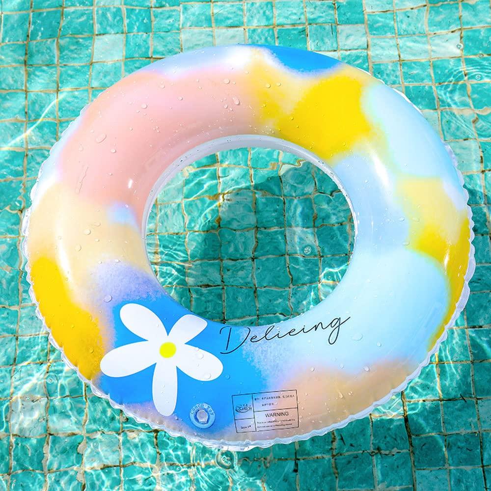 Siyzda Schwimmring für Erwachsene, Niedliches Blumenmuster, 80 cm Durchmesser, Ringförmig, Perfekt für Sommerurlaub, Wasserspiele, Strand, Pool und Outdoor-Aktivitäten,