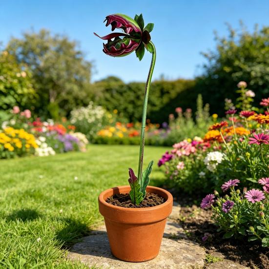 Metal Carnivorous Plant Garden Stake, 25 Inch Large Venus Flytrap Plant Sculpture, Outdoor Decorative Yard Art for Lawn Garden Patio Decor