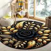 Beautiful Golden Leaves Flannel-printed Round Floor Mats Are Slip-resistant Suitable Living Room Bedroom Terrace Garden Carpets