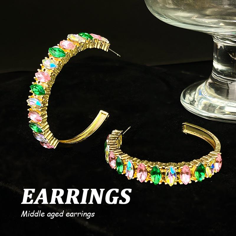 Boucles d'oreilles pendantes Zircon Fleur Colorée pour Femmes, Boucles d'oreilles pendantes Statement pour Fête & Usage Quotidien