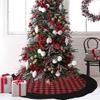 Premium Red And Black Buffalo Check Velvet Christmas Tree Skirt Ideal For Holiday Settings
