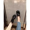 Cowhide version, British style leather small gold coin single shoes thick heel soft sole platform loafer small leather shoes  autumn and winter
