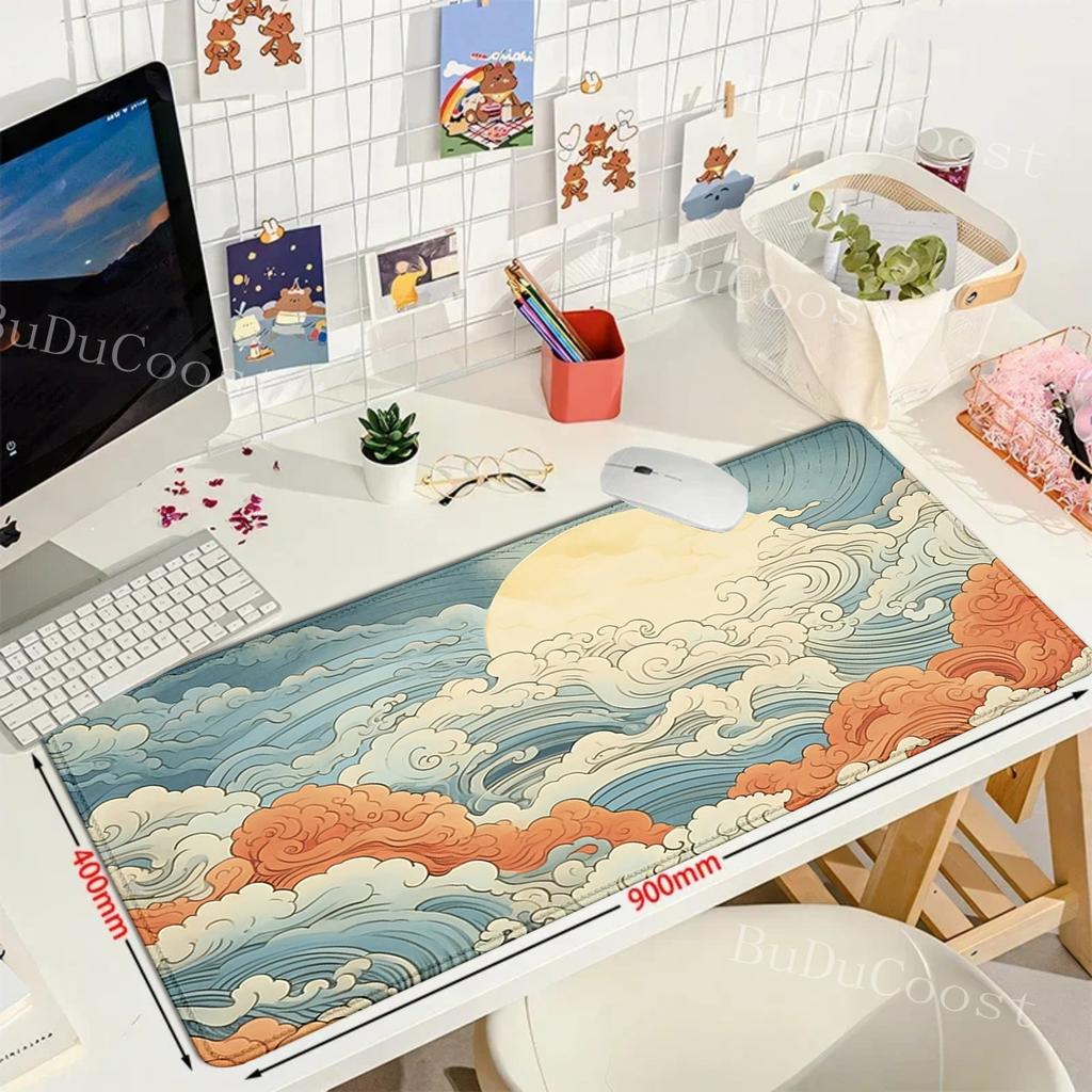 Large Size Mousepad Propitious Clouds Desk Mat Kawaii Cartoon Mouse Pad Rubber Table Mat Lucky Cloud Gaming LockEdge KeyboardMat