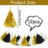 Black, Gold & White Three-Color Tassel Strands - 12 Pcs Aluminum Foil Streamers for DIY Decoration
