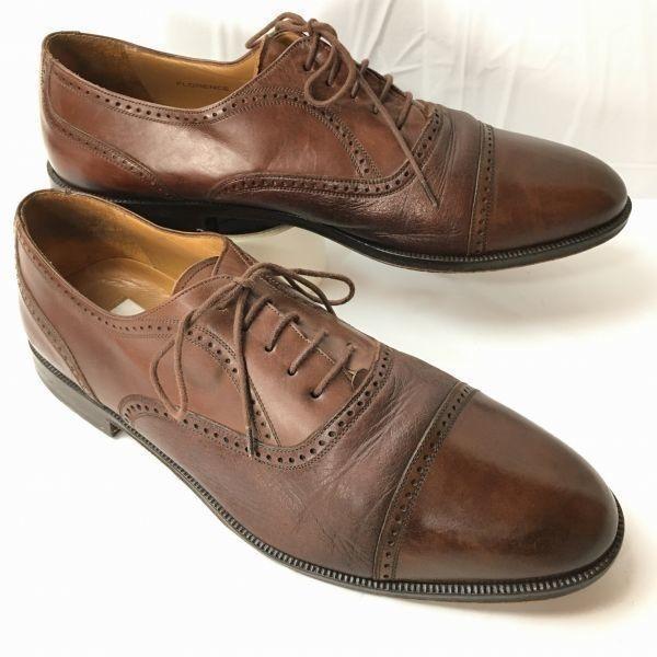 Vintage Mezlan Made In Spain Semi Brogue Cap Toe Shoes Brown Size 10.5M 28.0-28.5 Men's(USED)