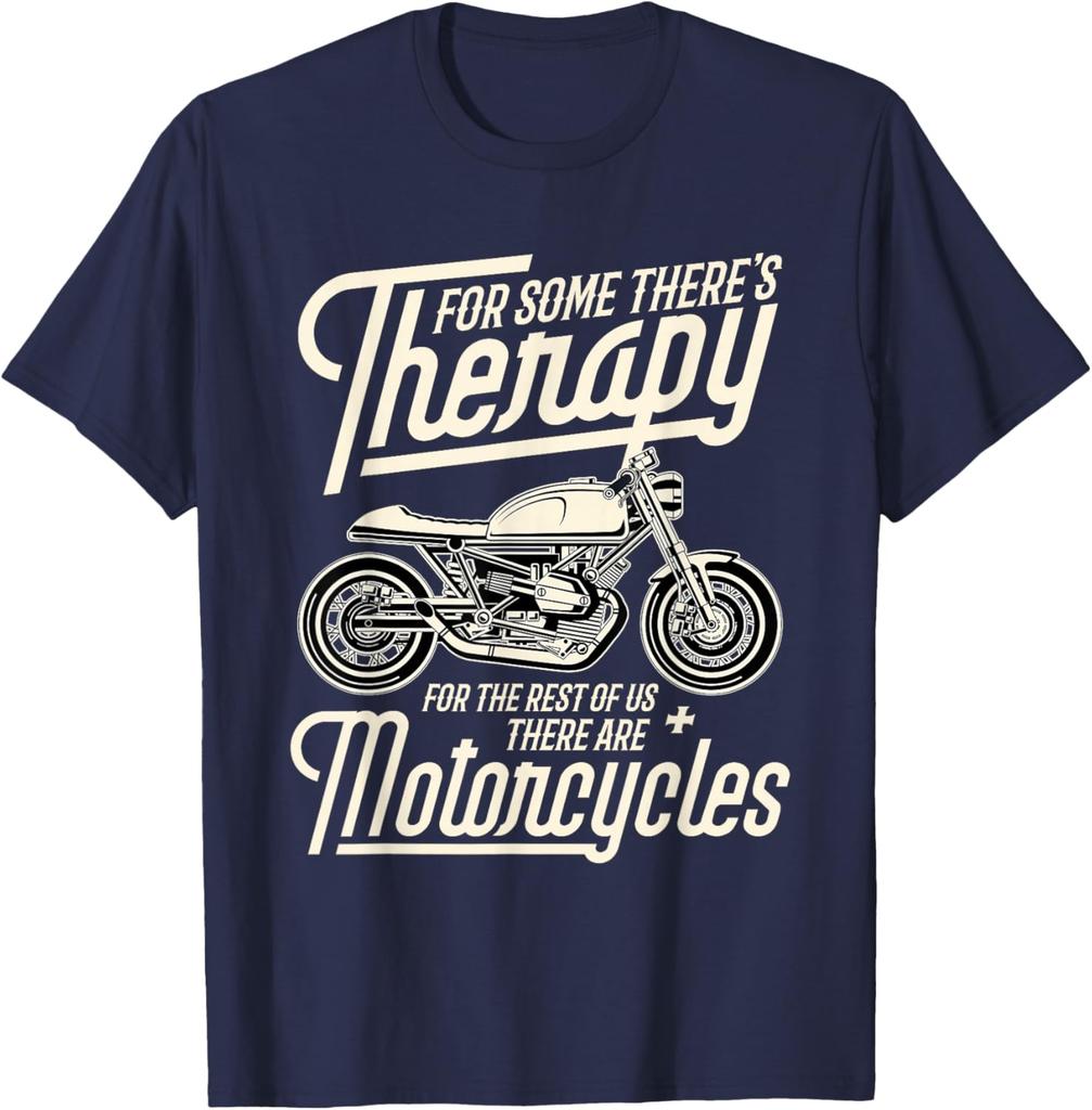 Funny Motorcycle Rider Therapy Vintage Biker Gift TShirt 100 Cotton ONeck Short Sleeve Summer Casual Unisexs Tshirt Streetwear