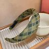 Women Headband Retro Plaid Pattern Thick Sponge Filling Soft Fabric Hair Hoop Fluffy Hairstyle Hair Accessory