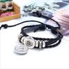 Luminous Twelve Constellation Artificial Gemstone Bracelet ;Beaded Rope Pu Leather 12 Constellation Woven Bracelet