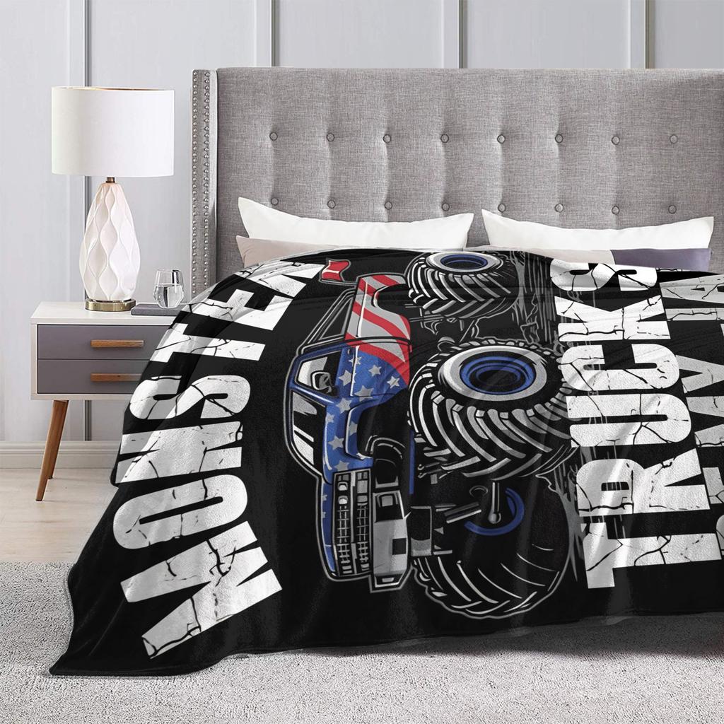Monster Trucks Are My Jam Plush Blanket Girls Boys Flannel Throw Blanket For Couch Chair Warm Custom Quality Bedspread Gift
