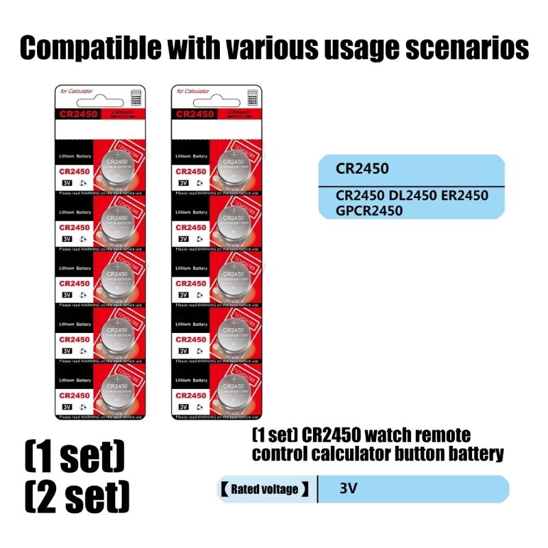 10/5Pcs CR2450 Button Cell Batteries High Performances 3V Power for Electronics Toys and Remote Controls Watches