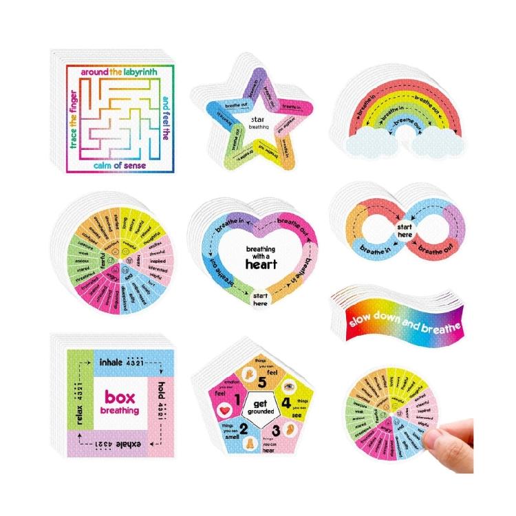 8/9 Pcs Textured Calm Sticker Anxiety Calming Sticker Anxiety Sensory Sticker Stress Relief Sticker for Office