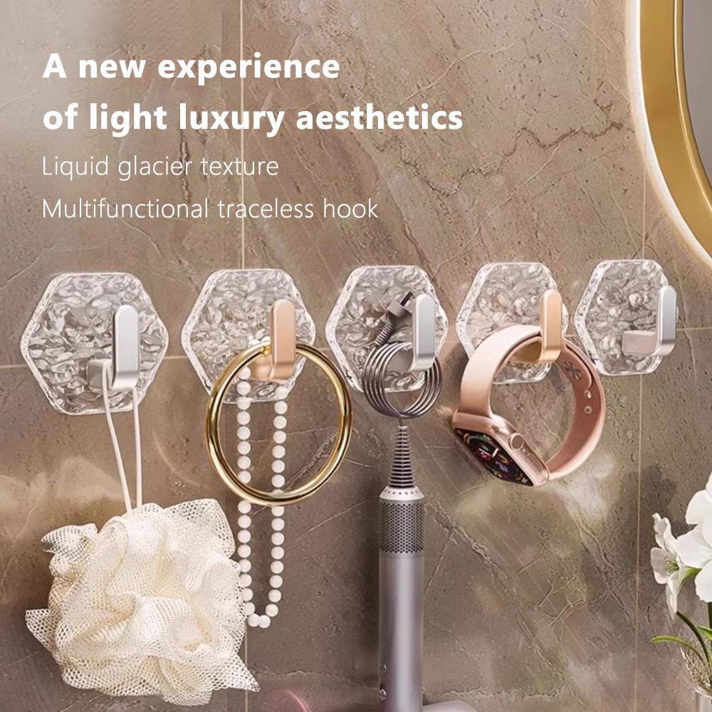 5pcs/set Hexagonal Punch-free Hooks No Trace Home Interior Hooks Self-Adhesive Hooks  Dormitory