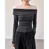 Demana Women's Off-Shoulder Slim Fit Long Sleeve T-Shirt