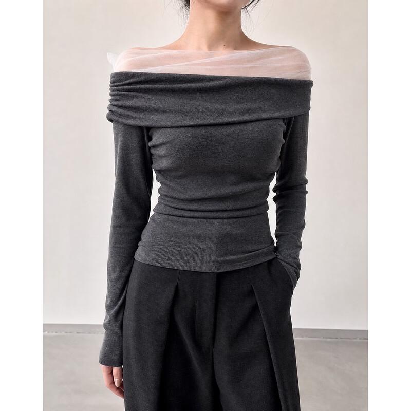 Demana Women's Off-Shoulder Slim Fit Long Sleeve T-Shirt
