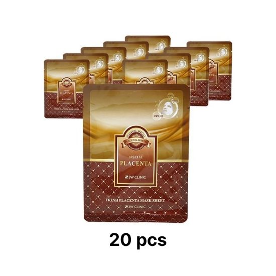 3W Clinic Fresh Placenta Facial Mask Sheet Nourishing & Firming 20 Sheets