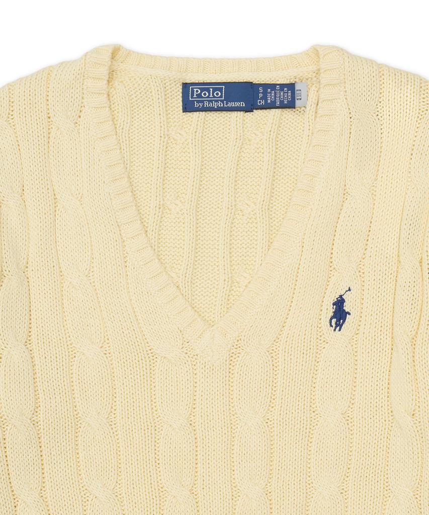 POLO RALPH LAUREN Cable Knit Cotton V-Neck Sweater - Natural