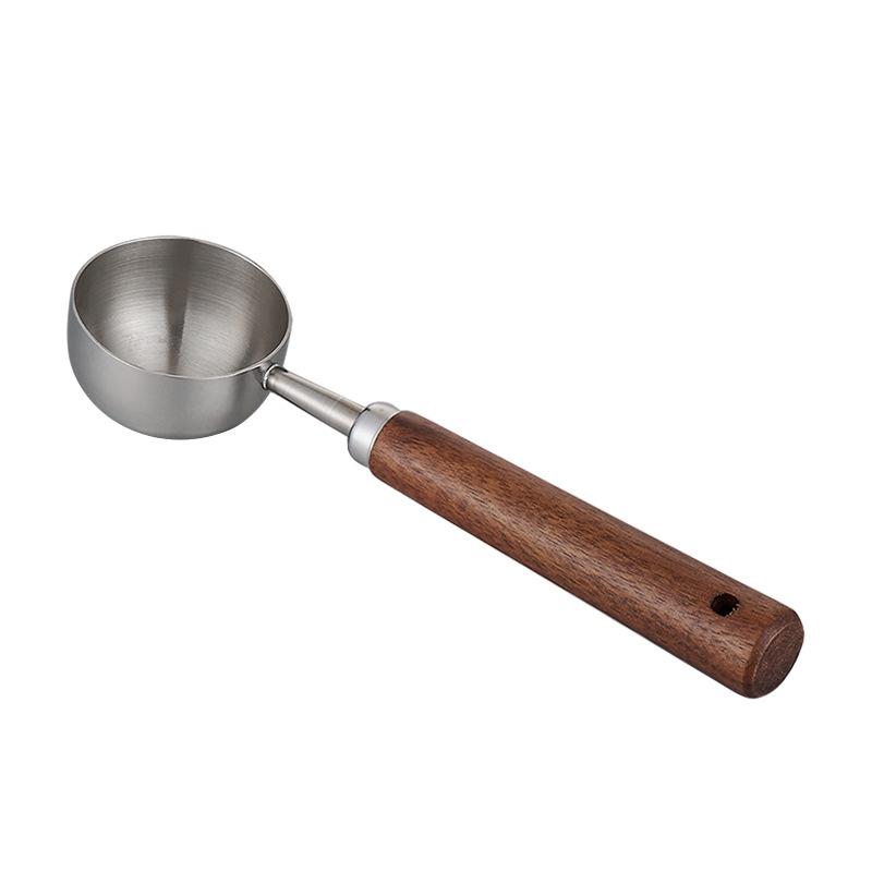 304 walnut handle coffee spoon long handle coffee powder measuring spoon baking short handle stainless steel coffee bean spoon