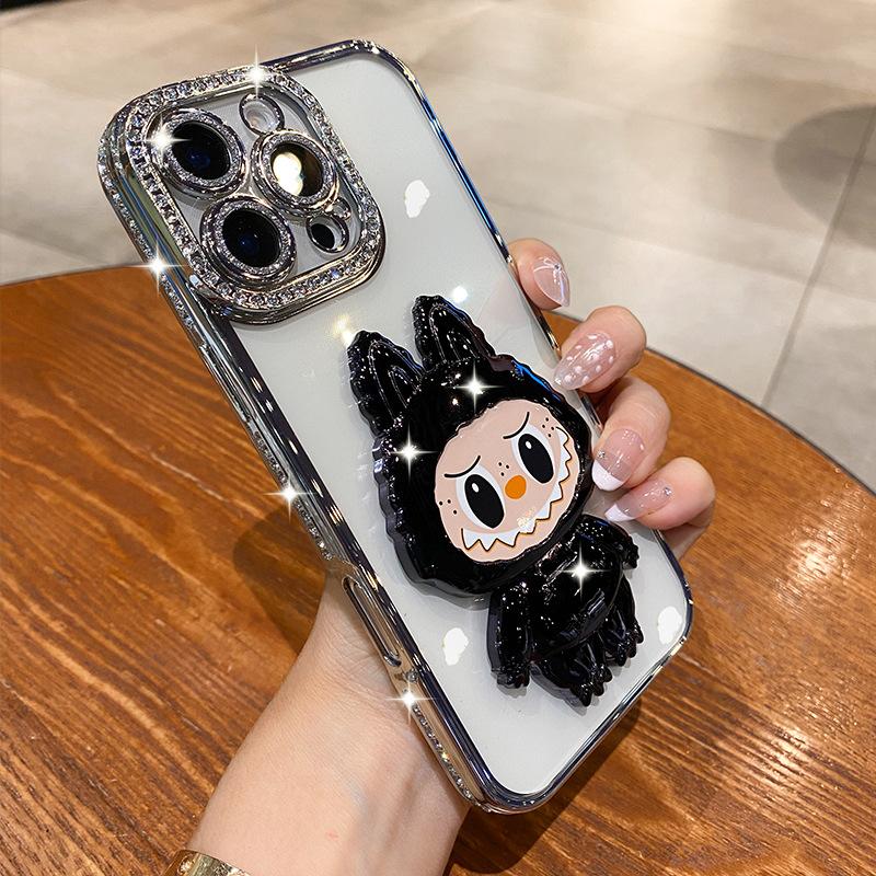 Luxury Rhinestones Are Suitable for Apple 16promax Mobile Phone Case IPhone15 Labu Mirror Holder 14 All-inclusive 17.