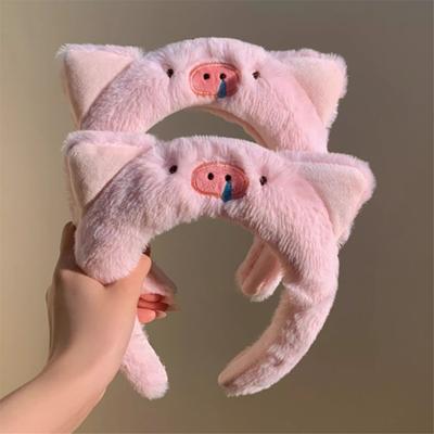 Plüsch Schweinchen Muster Haarband Verstellbare Haarbänder Rutschfester Süßer Haarreif für Damen und Kinder