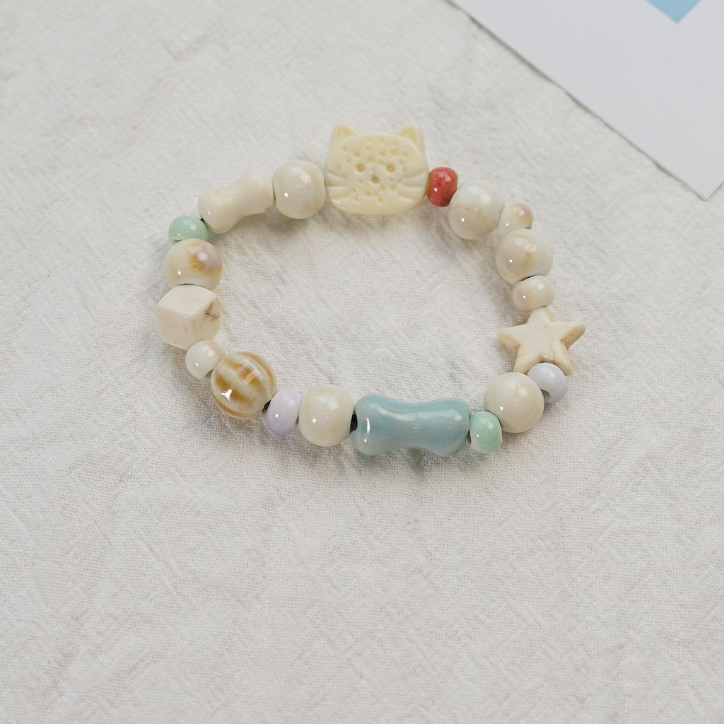 Ceramic beaded bracelet small fresh ancient style national style simple bracelet summer