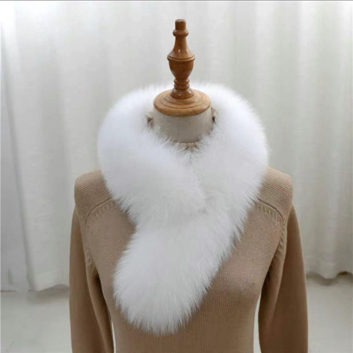 

Шарф из искусственного лисьего меха, женский осенне-зимний универсальный короткий меховой шарф, темпераментный женский шарф белый