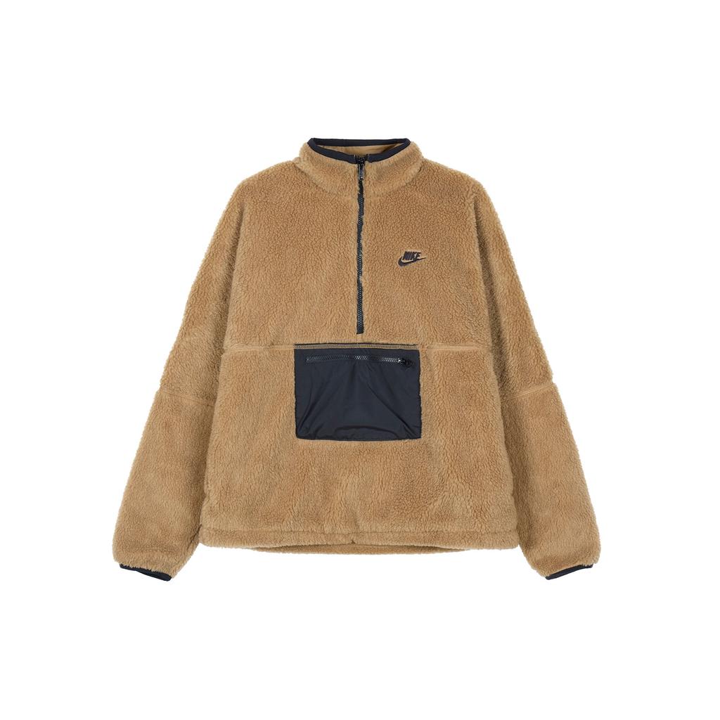 Nike Solid Color Stand Collar Zip Jacket With Embroidered Logo Men Jacket Dark-Fossil-Brown DQ4881-258