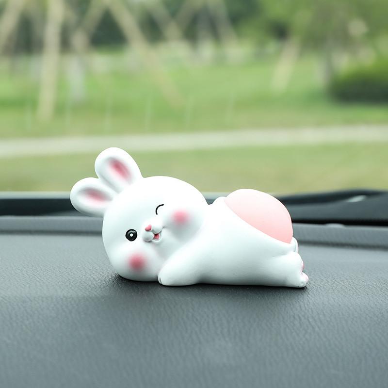 Animal Car Decor Resin Playful Bunny Car Accessory Ideal For Gift Giving And Celebrations