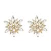 Elegant Multilayer Floral Studs Earrings with Rhinestones Silver Needle Engagement Ear Rings Birthday Gift Jewelry