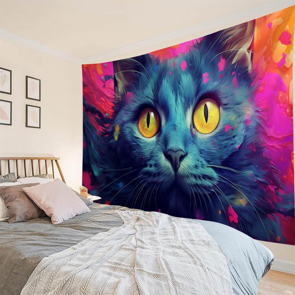 Animal Cat Art Tapestry Multi-Size Multi-Pattern Wall Hanging Hippie Background Cloth Home Fabric Decoration Painting
