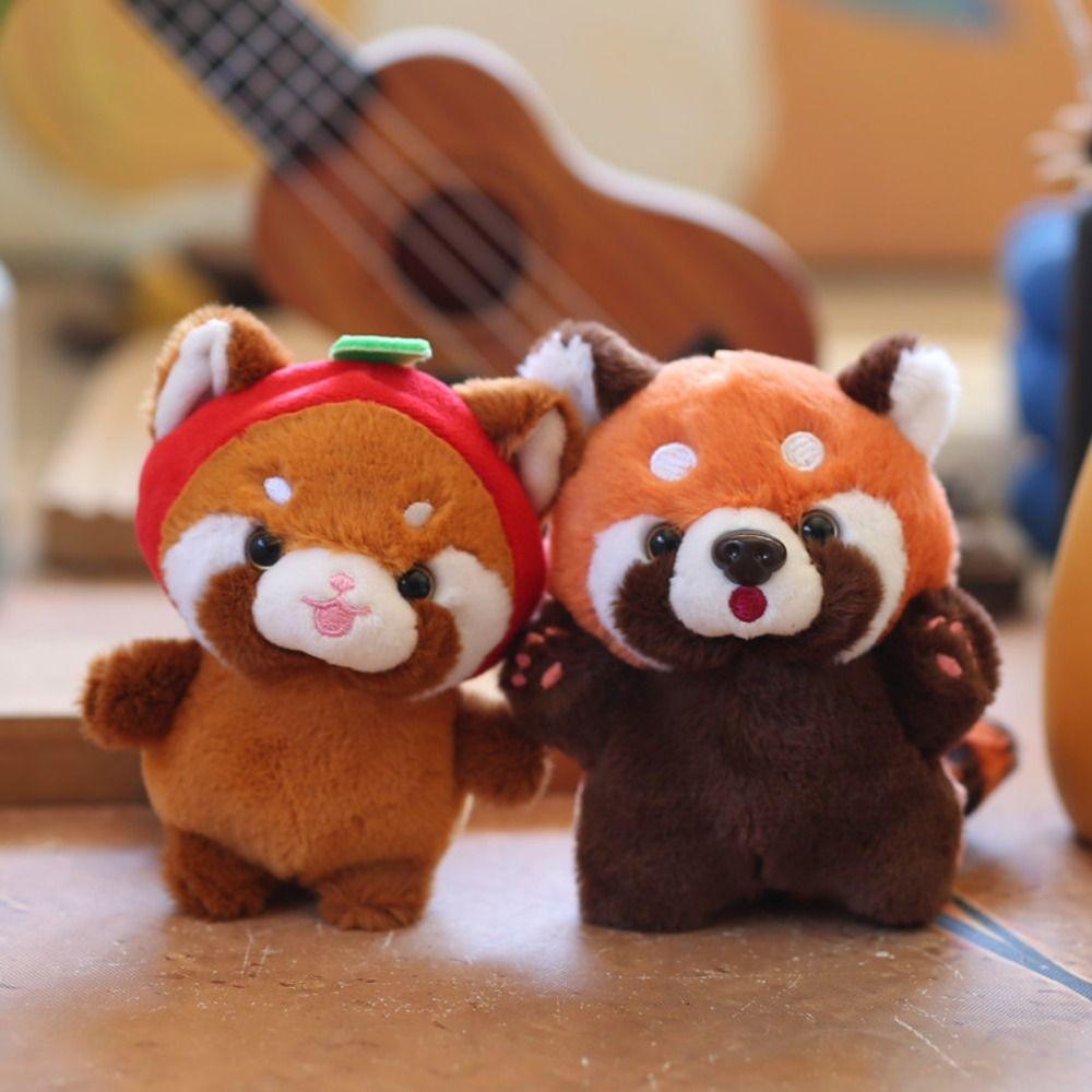 With Keyring Red Panda Keychain Plush Stuffed Doll Charm Raccoon Plush Pendant  Backpack Decoration