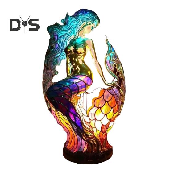 

Витражная настольная лампа с изображением животных на батарейках, винтажный ночник с изображением животных для дома, офиса, спальни, детской комнаты, прикроватная настольная лампа Fish