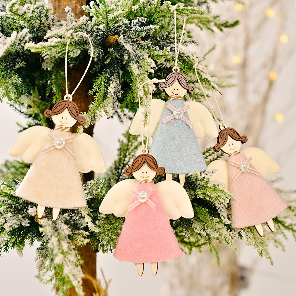 Beautifully Crafted Wooden Angel Girl Christmas Decorations In Colors Assorted
