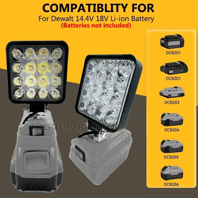 3 Inch LED Work Lights For DeWalt/Milwaukee 18V 20V Lithium Battery Floodlight Camping Lights Night Lighting Tools