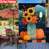 2D Flat, 2D Flat,1pc Welcome To the Autumn Pumpkin and Sunflower Vase Pattern Print-double Sided Garden Flag, Outdoor Decoration, Lawn, Flag Only, , 2
