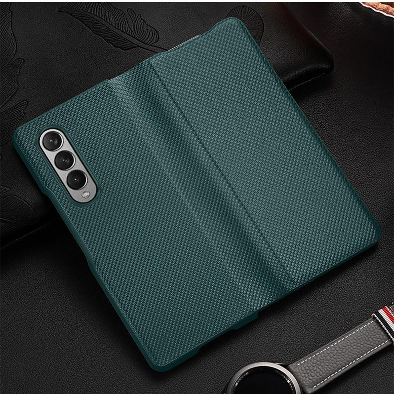 Applicable To Samsung ZFold3 Mobile Phone Case Ultra-thin Carbon Fiber Kevlar Flip Leather Case Limited Edition W22 Protective Case