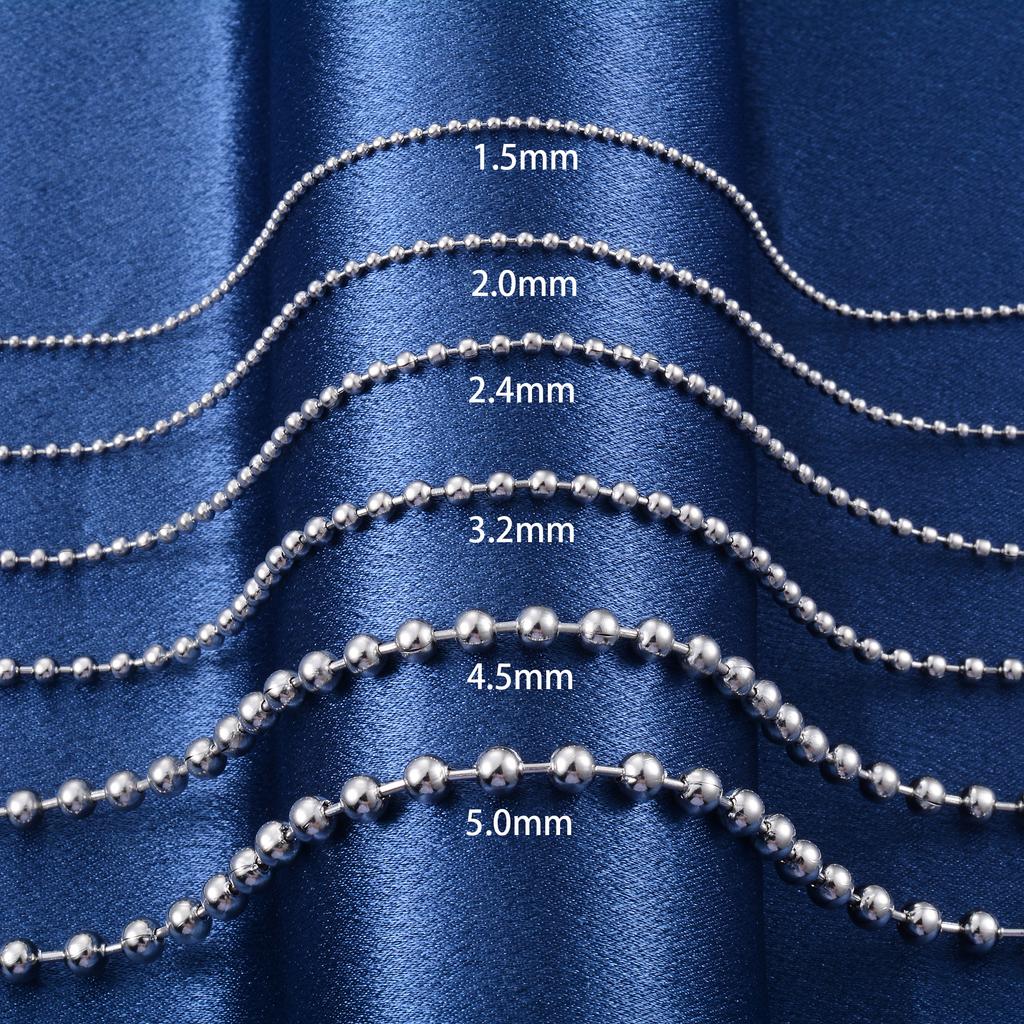 Round Necklace Ball Rolo Link Bead Chain Stainless Steel Choker for Women Men Jewelry Accessories on Neck Collarbone Waterproof