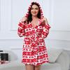 Plus Size Christmas Reindeer Flannel Bathrobe - Cozy and Thick