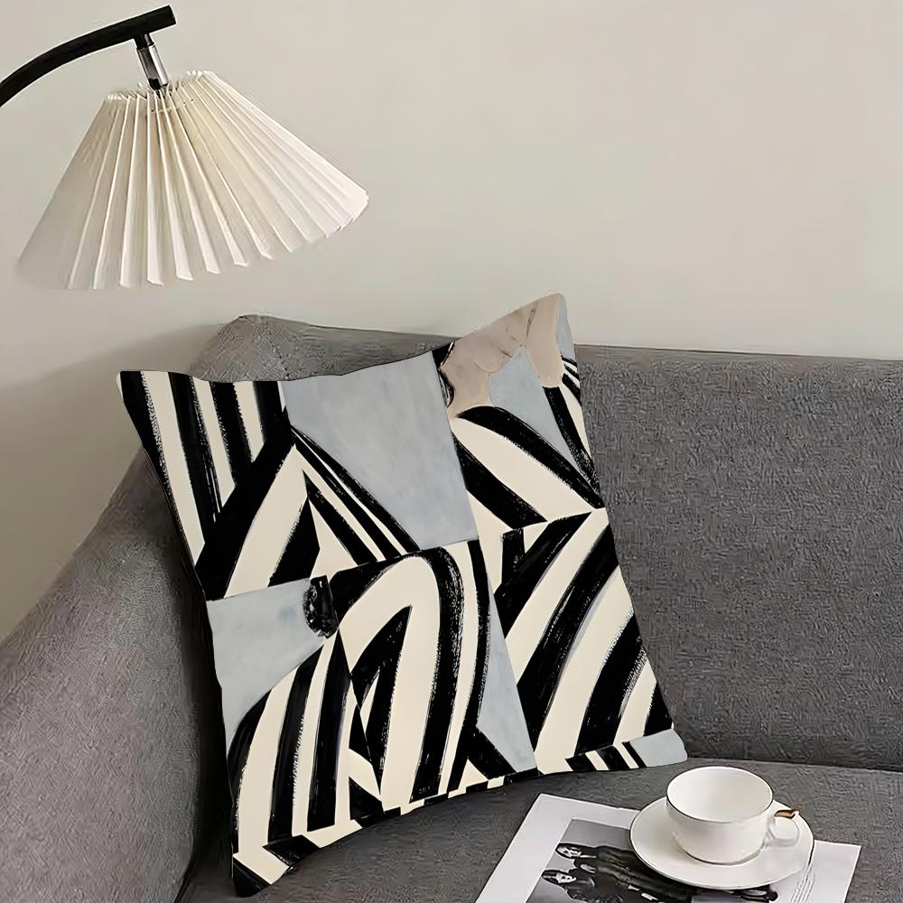 Abstract Figure Lines Girl Sofia Cushion Cover Reversible Plush Pillow Cover – For car, sofa, bedroom, perfect as a gift.