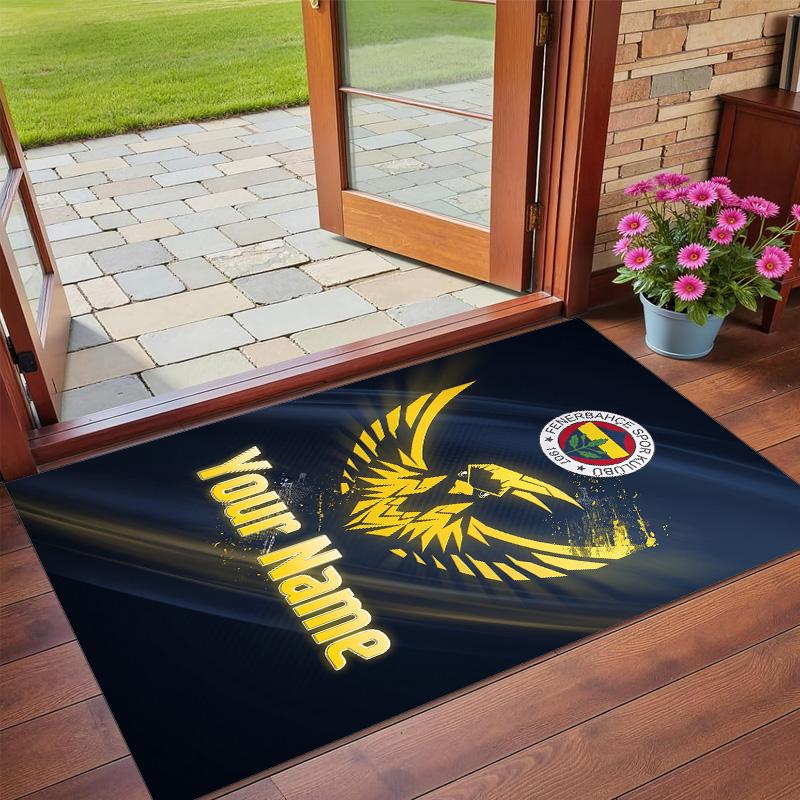 Crystal Velvet Rug Custom Name Text, Soft Non Slip Floor Mat Home DecorFenerbahçe FC