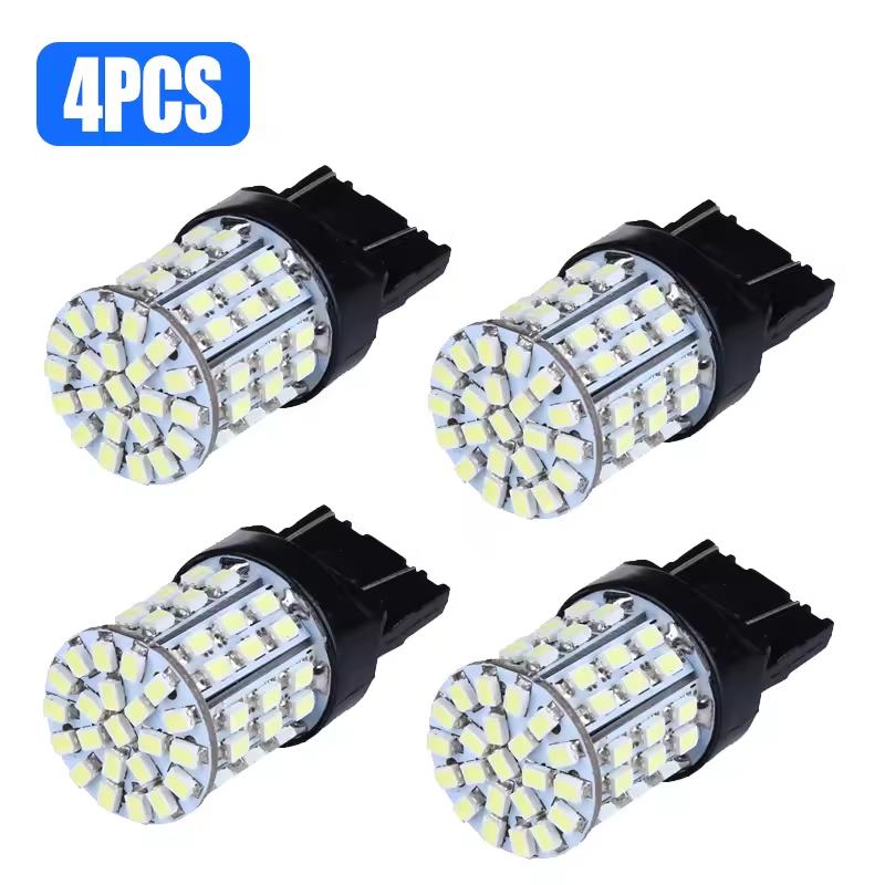 2-10pcs T20 W21W 7443 7440 LED 64-SMD 1206 Tail Stop Brake Light LED Bulb Backup Reserve Lights 12V 6000K Auto White Signal Lamp