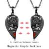 Gothic Minimalist Punk Creative Skull Red Love Magnetic Couple Heart Necklace for Women Men Jewelry Gifts Halloween